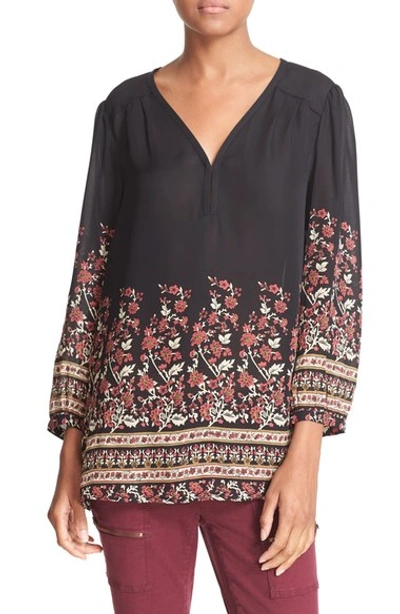 Joie Theory 'riva' Silk Blouse In Caviar