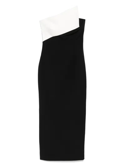 Roland Mouret Contrast-panel Midi Dress In Black