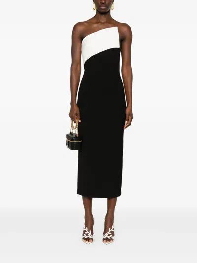 Roland Mouret Contrast-panel Midi Dress In Black