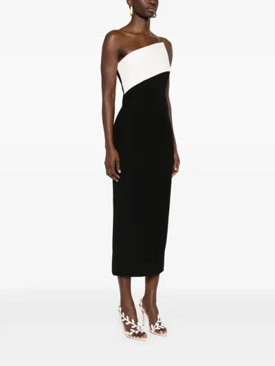 Roland Mouret Contrast-panel Midi Dress In Black