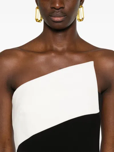 Roland Mouret Contrast-panel Midi Dress In Black