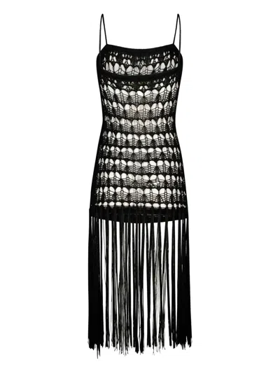 Paramidonna Dahlia Crochet Beach Dress In Black