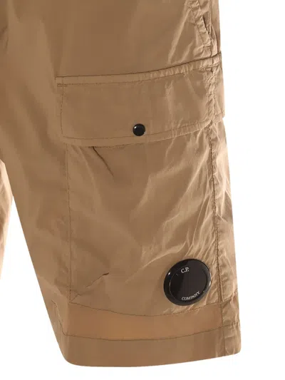 C.p. Company Mid-thigh Length Relaxed Fit Shorts With Functional Pockets In Brown