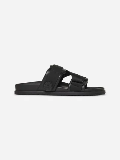 Moncler Mon Summer Leather Sandals With Nylon Details