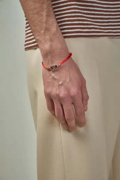 Valentino V-logo Signature Cotton Bracelet Red, Silver In There Is No Color Specification For This Product.