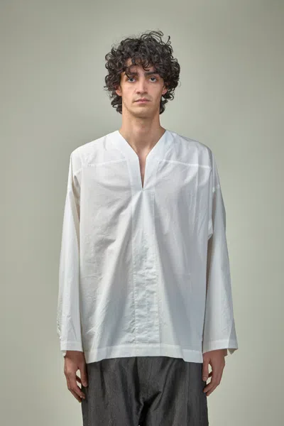 Jan-jan Van Essche Tunic#38 Oversized Long Sleeve Tunic With Roll-up Sleeves Cotton Hemp Poplin In White