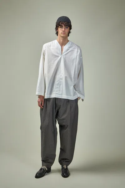 Jan-jan Van Essche Tunic#38 Oversized Long Sleeve Tunic With Roll-up Sleeves Cotton Hemp Poplin In White