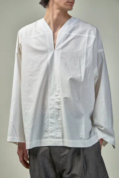 Jan-jan Van Essche Tunic#38 Oversized Long Sleeve Tunic With Roll-up Sleeves Cotton Hemp Poplin In White