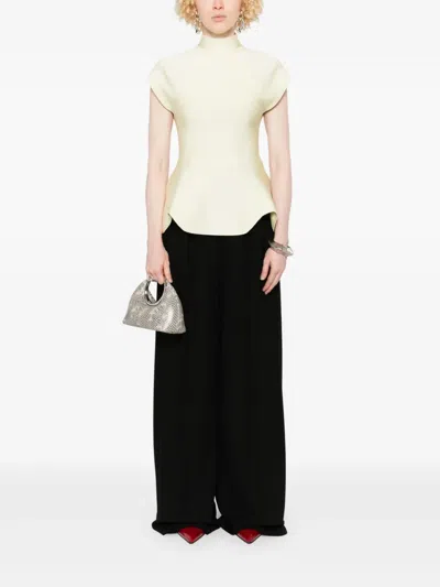 Khaite Andra Knit Peplum Top In Neutral