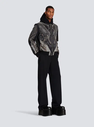 Balmain All-over Embroidered Jacket With Studs In Black