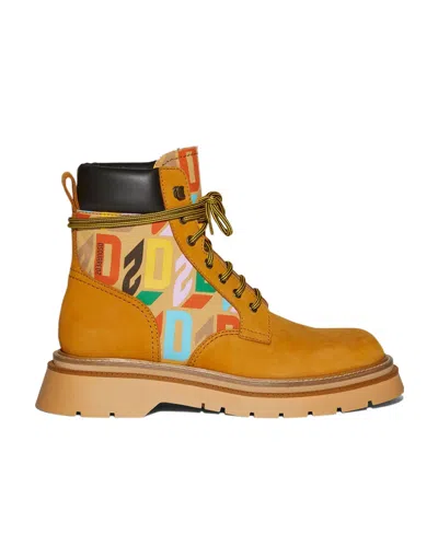 Dsquared2 Ankle-length Lace-up Boots In Multicolor