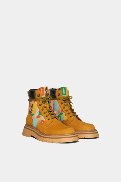 Dsquared2 Ankle-length Lace-up Boots In Multicolor