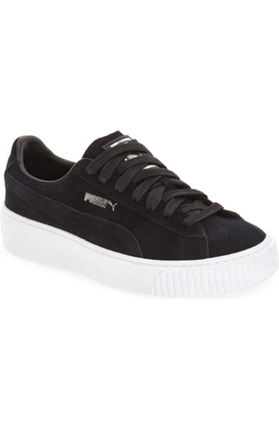 Shop Puma Suede Platform Sneaker (women) In Black/ White