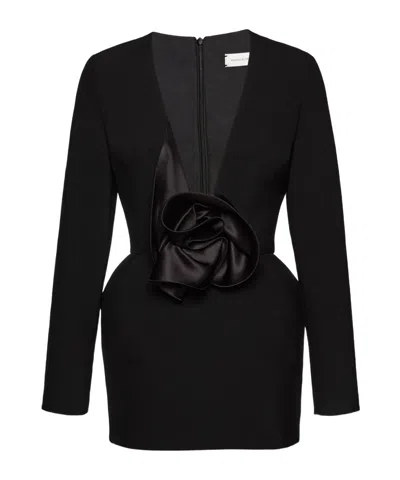 Magda Butrym '37' V-neckline Floral Long Sleeves Dress In Black