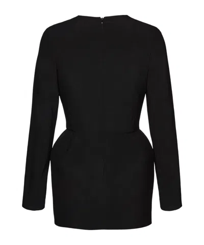 Magda Butrym '37' V-neckline Floral Long Sleeves Dress In Black