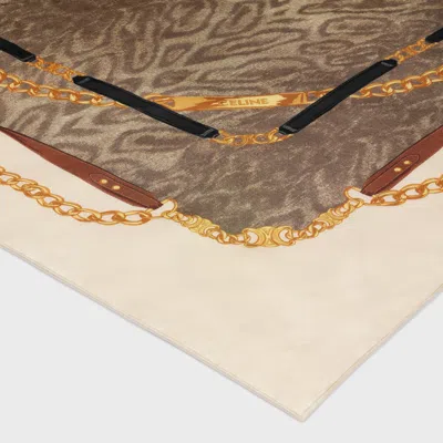 Celine Rectangular Scarf In Brown