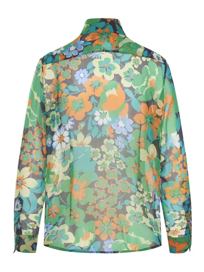 Celine Woman Shirt Emerald Green Size 8 Silk In Green