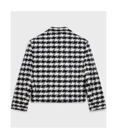 Celine Houndstooth Wool Jacket In Black
