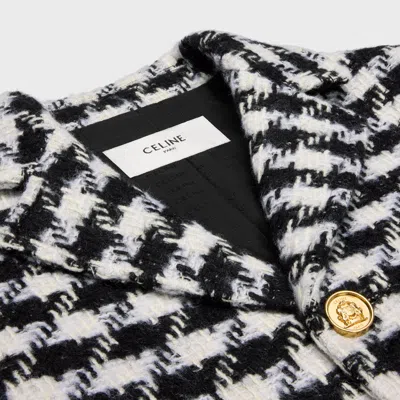 Celine Houndstooth Wool Jacket In Black