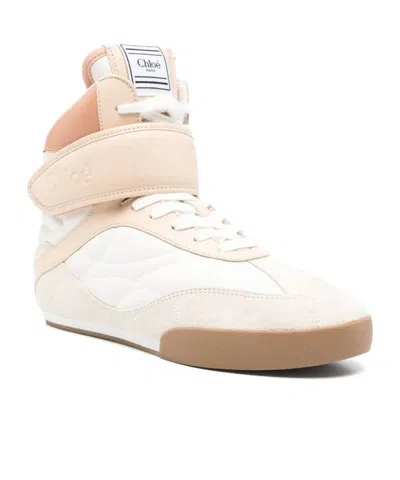 Chloé Kick Sneakers In White Suede And Leather In Pink