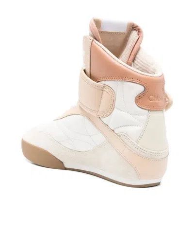 Chloé Kick Sneakers In White Suede And Leather In Pink