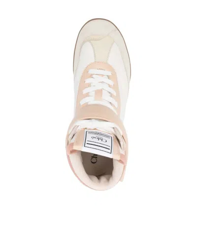 Chloé Kick Sneakers In White Suede And Leather In Pink