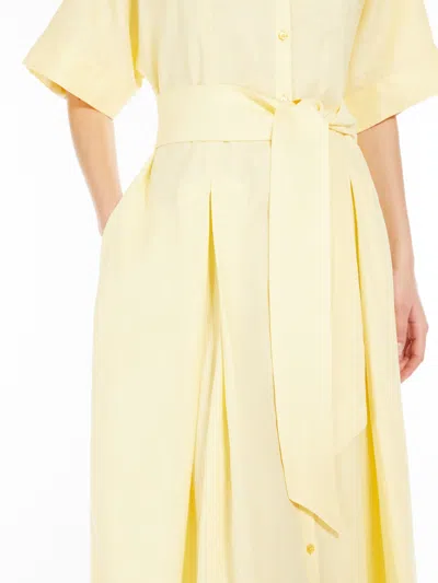Weekend Max Mara Linen Dress With Midi Length And Pleated Skirt In Yellow
