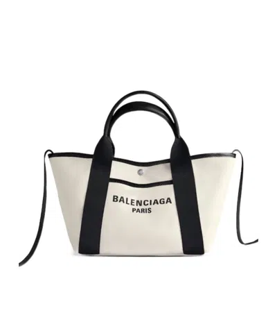 Balenciaga Women's Navy Revamp Small Tote Bag In White