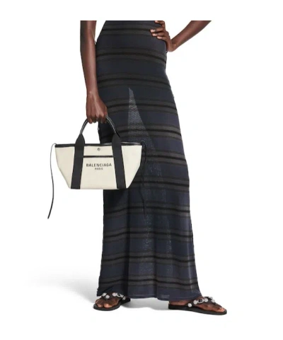 Balenciaga Women's Navy Revamp Small Tote Bag In White