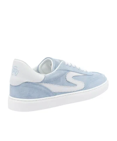 Stuart Weitzman Low Top Runaround Sneakers With Suede Finish In Blue