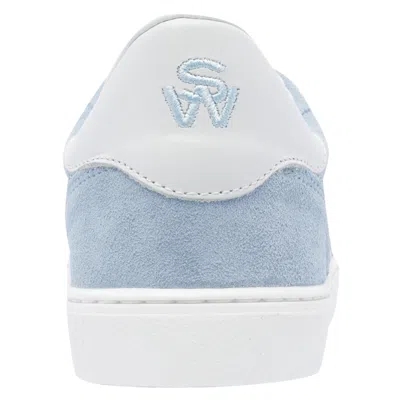 Stuart Weitzman Low Top Runaround Sneakers With Suede Finish In Blue