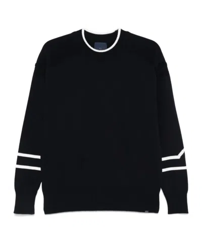 Paul & Shark Crew Neck Sweater Contrast Stripe Detail In Blue