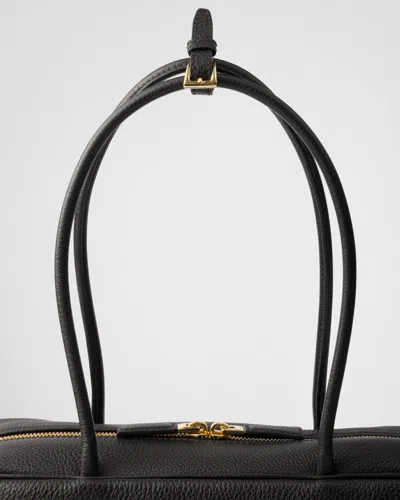 Prada Large Re-nylon And Leather Top-handle Bag In Black