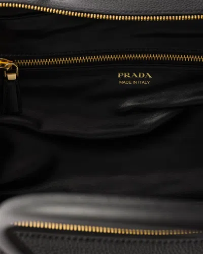 Prada Large Re-nylon And Leather Top-handle Bag In Black