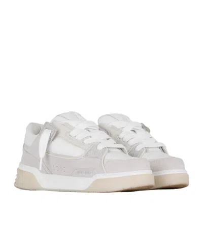 Represent Mesh And Suede Low-top Sneakers With Perforated Design In Retro White