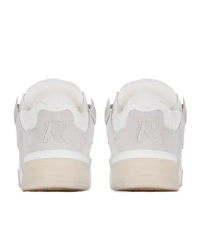 Represent Mesh And Suede Low-top Sneakers With Perforated Design In Retro White