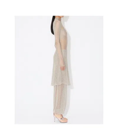 Alaïa Mesh Knit Short Dress In Silver