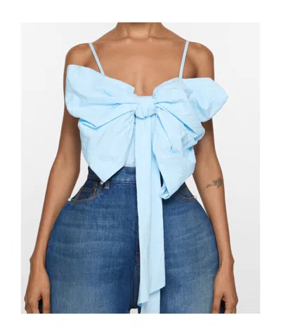 Acne Studios Blue Bow Strap Top In Blue