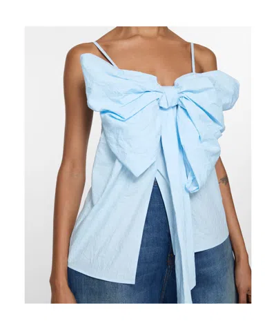 Acne Studios Blue Bow Strap Top In Blue