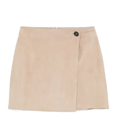 Yves Salomon Suede Mini Skirt In Nude