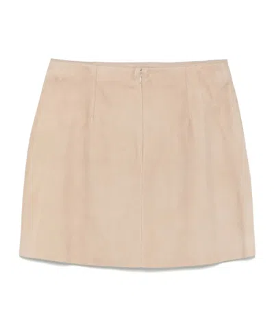 Yves Salomon Suede Mini Skirt In Nude