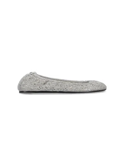 Isabel Marant Crochet Flat Ballerina Shoes Round Toe In Silver