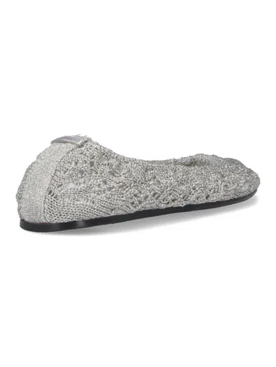 Isabel Marant Crochet Flat Ballerina Shoes Round Toe In Silver