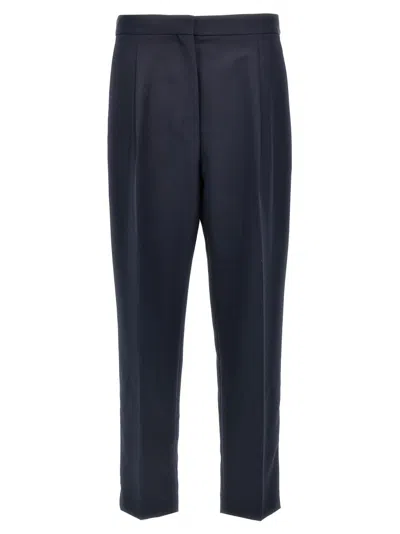 Theory Wool Trousers With Pleated Front And Back Pocket In Blue