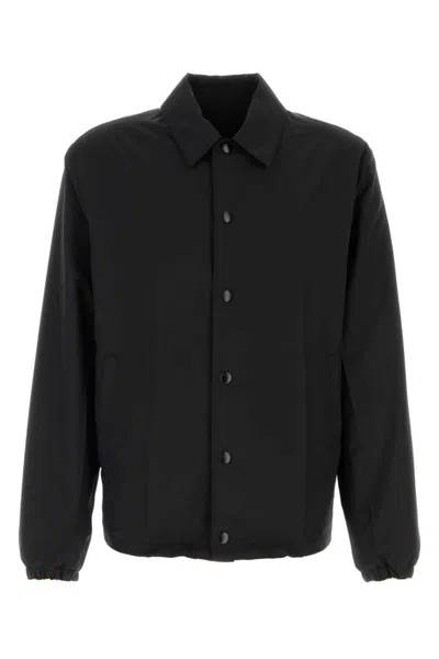 Prada Camicia In Lino Nero Uomo In Black