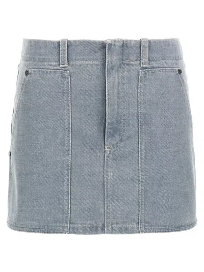 Fendi Light Blue Denim Miniskirt In Gray