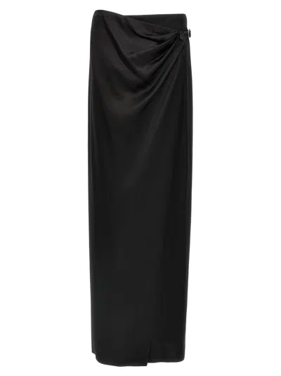 Tom Ford Maxi Wrap Skirt With Belt Detail In Black
