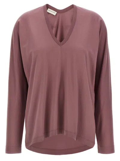 Dries Van Noten V Neck Long Sleeves Relaxed Fit Top In Purple