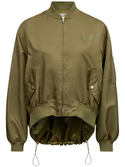 Mm6 Maison Margiela Mm6 By Maison Margiela Hem Bomber Jacket With Contrast Inserts In Green