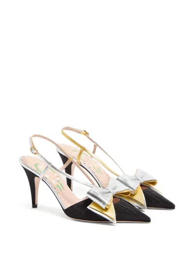 Valentino Garavani Slingback Bowow Pumps Black With Bow In Multi